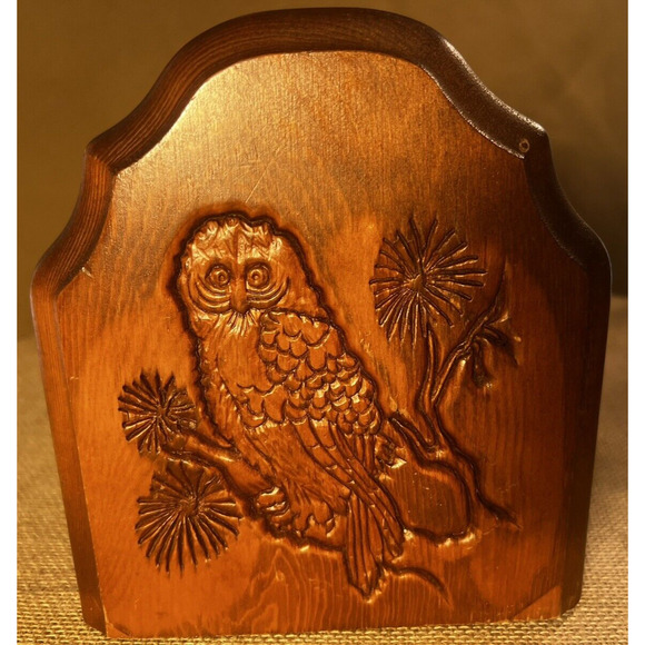 Book End Vintage Carved Owl on a Limb Stained Wood-Single Book End - Picture 3 of 8